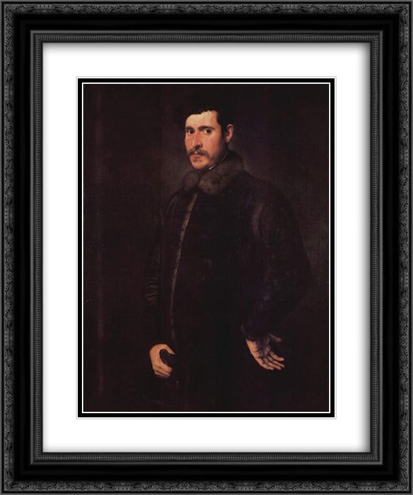 Portrait of a distinguished man 20x24 Black Ornate Wood Framed Art Print Poster with Double Matting by Tintoretto