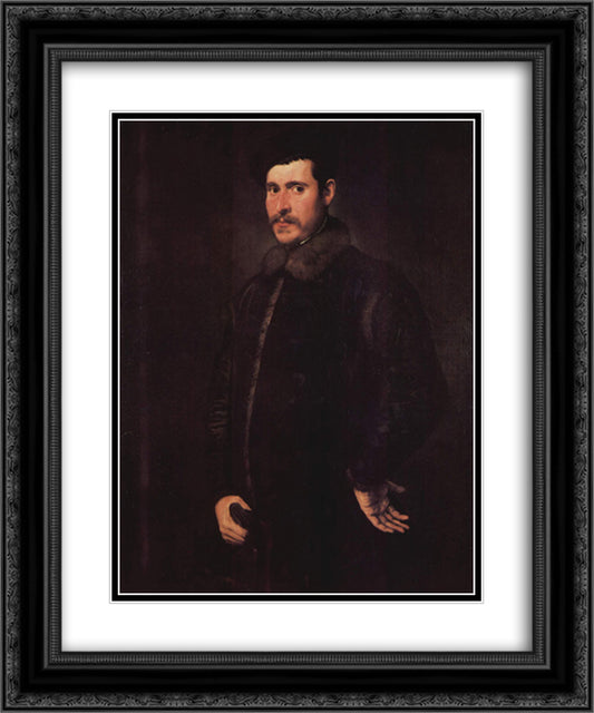 Portrait of a distinguished man 20x24 Black Ornate Wood Framed Art Print Poster with Double Matting by Tintoretto