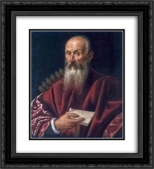 Portrait of a Doge 20x22 Black Ornate Wood Framed Art Print Poster with Double Matting by Tintoretto