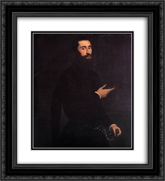 Portrait of a Genoese Nobleman 20x22 Black Ornate Wood Framed Art Print Poster with Double Matting by Tintoretto