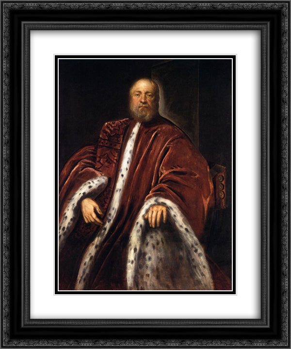 Portrait of a Procurator of St Mark's 20x24 Black Ornate Wood Framed Art Print Poster with Double Matting by Tintoretto