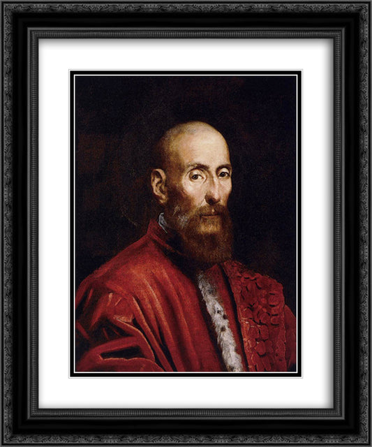 Portrait of a Senator 20x24 Black Ornate Wood Framed Art Print Poster with Double Matting by Tintoretto