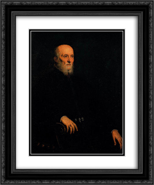 Portrait of Alvise Cornaro 20x24 Black Ornate Wood Framed Art Print Poster with Double Matting by Tintoretto