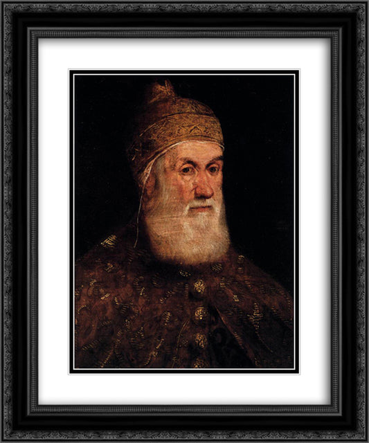 Portrait of Doge Girolamo Priuli 20x24 Black Ornate Wood Framed Art Print Poster with Double Matting by Tintoretto