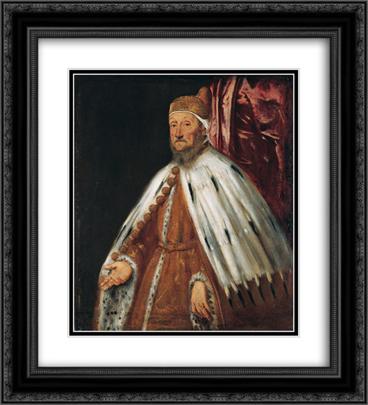 Portrait of Doge Pietro Loredan 20x22 Black Ornate Wood Framed Art Print Poster with Double Matting by Tintoretto