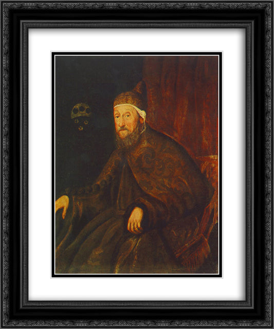 Portrait of Doge Pietro Loredano 20x24 Black Ornate Wood Framed Art Print Poster with Double Matting by Tintoretto