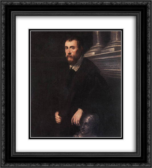 Portrait of Giovanni Paolo Cornaro 20x22 Black Ornate Wood Framed Art Print Poster with Double Matting by Tintoretto