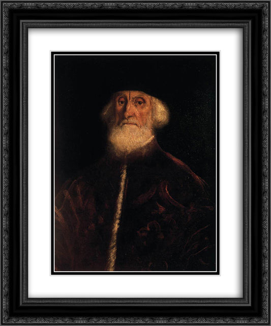 Portrait of Jacopo Soranzo 20x24 Black Ornate Wood Framed Art Print Poster with Double Matting by Tintoretto