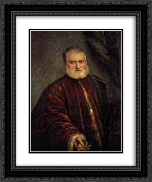 Portrait of Procurator Antonio Cappello 20x24 Black Ornate Wood Framed Art Print Poster with Double Matting by Tintoretto