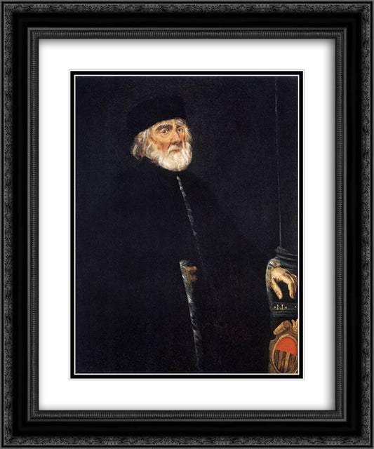 Portrait of Procurator Nicolo Priuli 20x24 Black Ornate Wood Framed Art Print Poster with Double Matting by Tintoretto