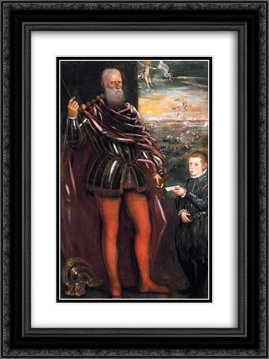 Portrait of Sebastiano Venier with a Page 18x24 Black Ornate Wood Framed Art Print Poster with Double Matting by Tintoretto