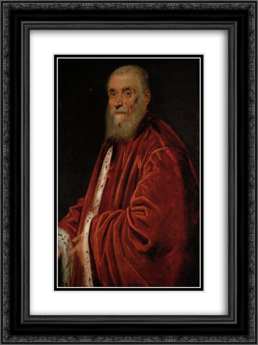 Portrait of Senator Marco Grimani 18x24 Black Ornate Wood Framed Art Print Poster with Double Matting by Tintoretto