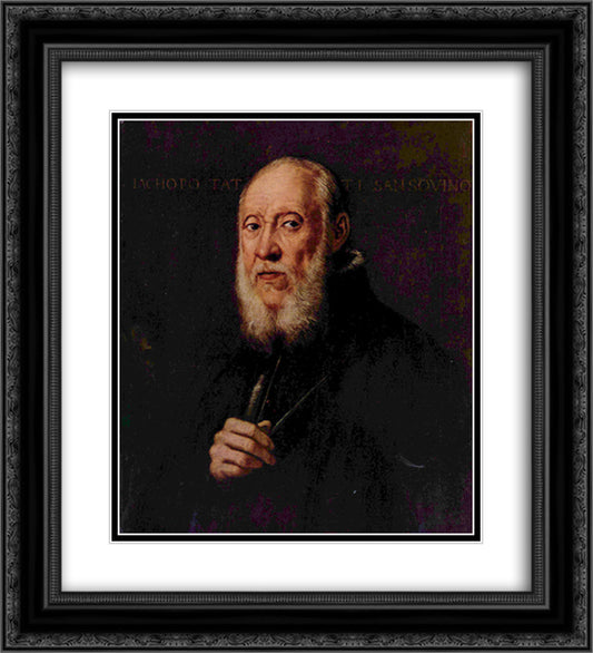 Portrait of the sculptor Jacopo Sansovino 20x22 Black Ornate Wood Framed Art Print Poster with Double Matting by Tintoretto