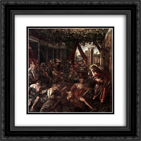 Probatica Piscina 20x20 Black Ornate Wood Framed Art Print Poster with Double Matting by Tintoretto