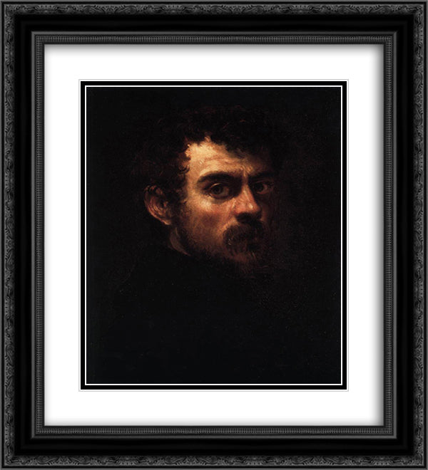 Self Portrait 20x22 Black Ornate Wood Framed Art Print Poster with Double Matting by Tintoretto