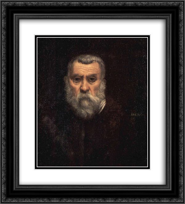 Self-portrait 20x22 Black Ornate Wood Framed Art Print Poster with Double Matting by Tintoretto