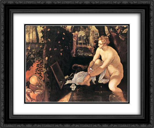 Susanna and the Elders 24x20 Black Ornate Wood Framed Art Print Poster with Double Matting by Tintoretto