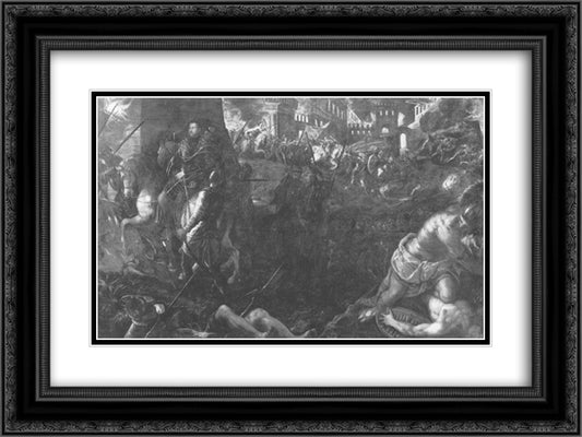 Taking Milan by Federico II Gonzaga 24x18 Black Ornate Wood Framed Art Print Poster with Double Matting by Tintoretto