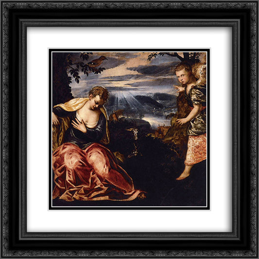 The Annunciation to Manoah's Wife 20x20 Black Ornate Wood Framed Art Print Poster with Double Matting by Tintoretto