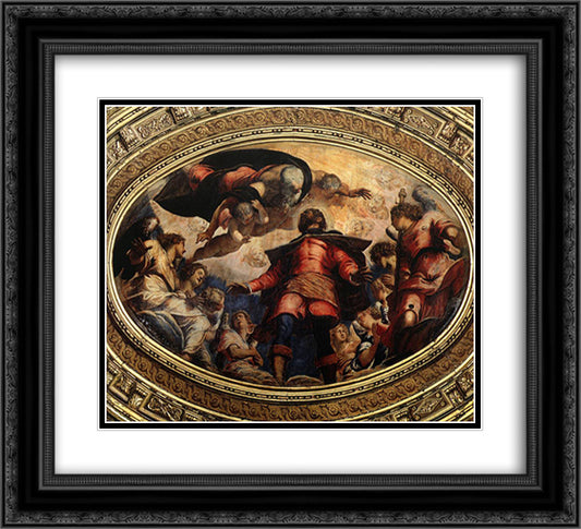 The Apotheosis of St Roch 22x20 Black Ornate Wood Framed Art Print Poster with Double Matting by Tintoretto