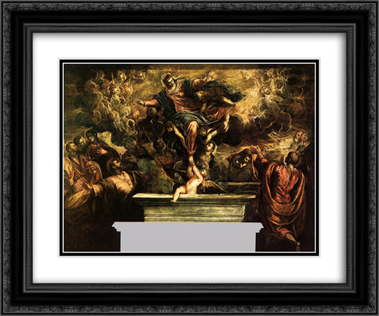 The Assumption of the Virgin 24x20 Black Ornate Wood Framed Art Print Poster with Double Matting by Tintoretto