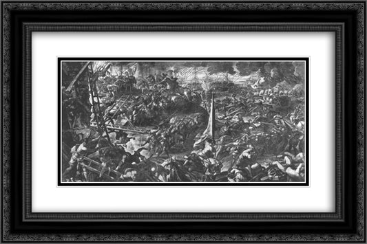 The Battle of Zara 24x16 Black Ornate Wood Framed Art Print Poster with Double Matting by Tintoretto