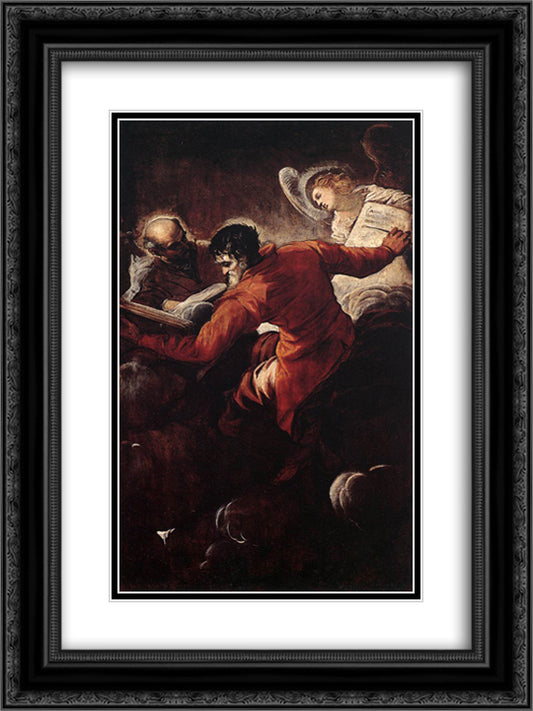 The Evangelists Luke and Matthew 18x24 Black Ornate Wood Framed Art Print Poster with Double Matting by Tintoretto