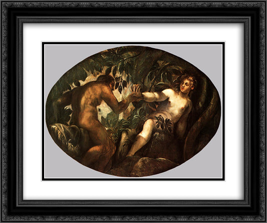 The Fall of Man 24x20 Black Ornate Wood Framed Art Print Poster with Double Matting by Tintoretto
