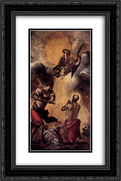 The Martyrdom of St Paul 16x24 Black Ornate Wood Framed Art Print Poster with Double Matting by Tintoretto