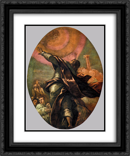 The Pillar of Fire 20x24 Black Ornate Wood Framed Art Print Poster with Double Matting by Tintoretto