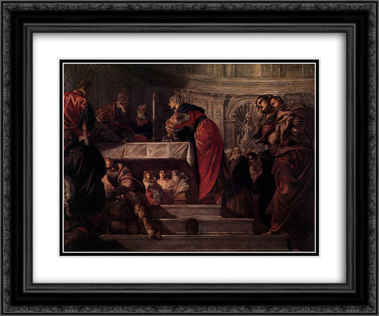 The Presentation of Christ in the Temple 24x20 Black Ornate Wood Framed Art Print Poster with Double Matting by Tintoretto