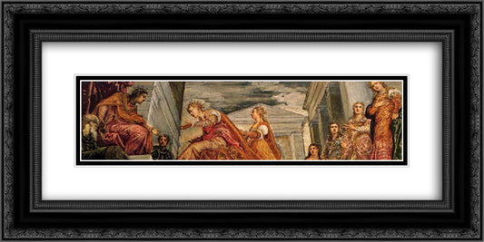 The Queen of Sheba and Solomon 24x12 Black Ornate Wood Framed Art Print Poster with Double Matting by Tintoretto