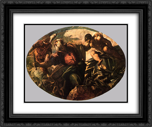 The Sacrifice of Isaac 24x20 Black Ornate Wood Framed Art Print Poster with Double Matting by Tintoretto