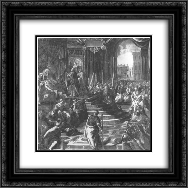 The Venetian ambassador to Barbarossa 20x20 Black Ornate Wood Framed Art Print Poster with Double Matting by Tintoretto