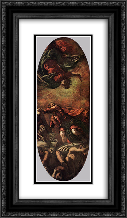 The Vision of Ezekiel 14x24 Black Ornate Wood Framed Art Print Poster with Double Matting by Tintoretto