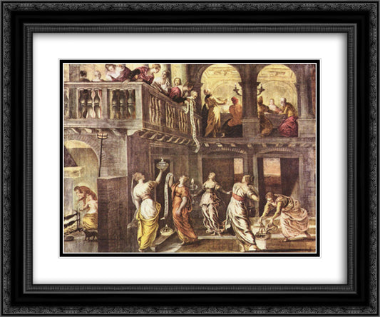 The wise and foolish virgins 24x20 Black Ornate Wood Framed Art Print Poster with Double Matting by Tintoretto