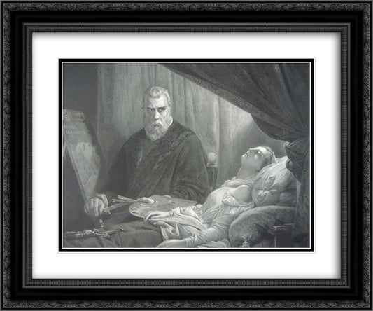Tintoretto at the deathbed of his daughter 24x20 Black Ornate Wood Framed Art Print Poster with Double Matting by Tintoretto