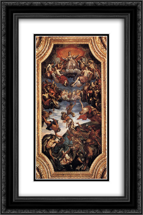 Triumph of Venice 16x24 Black Ornate Wood Framed Art Print Poster with Double Matting by Tintoretto