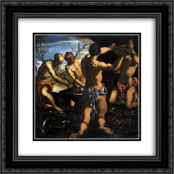Vulcan's Forge 20x20 Black Ornate Wood Framed Art Print Poster with Double Matting by Tintoretto