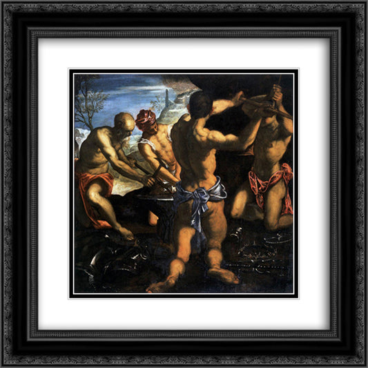 Vulcan's Forge 20x20 Black Ornate Wood Framed Art Print Poster with Double Matting by Tintoretto