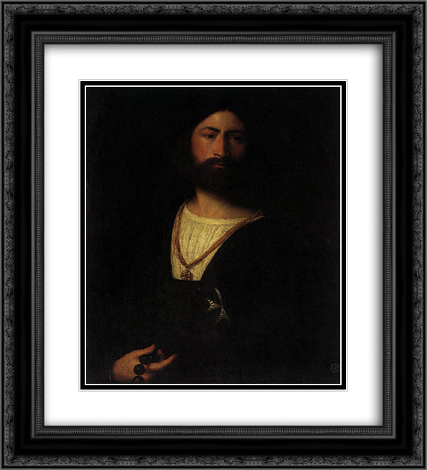 A Knight of Malta 20x22 Black Ornate Wood Framed Art Print Poster with Double Matting by Titian