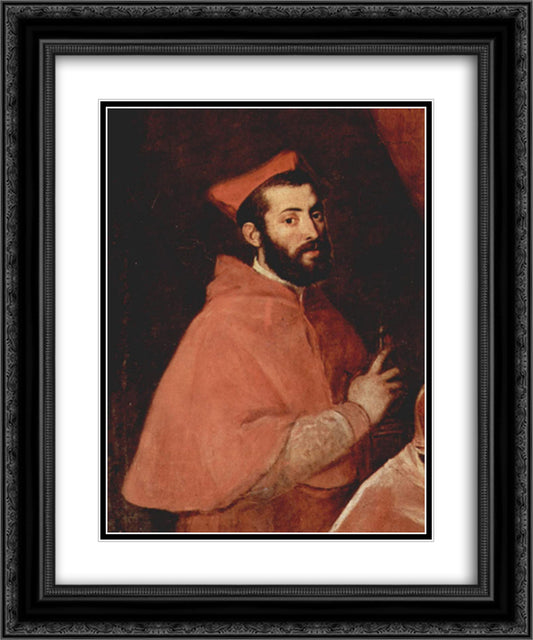 Alessandro Farnese 20x24 Black Ornate Wood Framed Art Print Poster with Double Matting by Titian