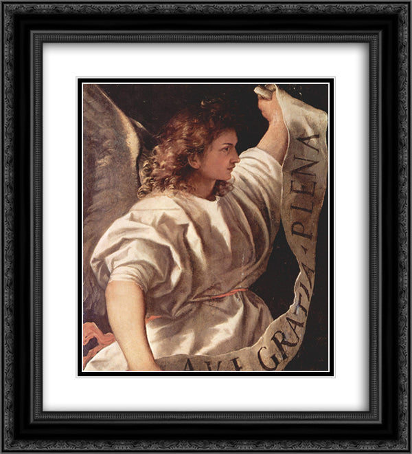 Angel 20x22 Black Ornate Wood Framed Art Print Poster with Double Matting by Titian