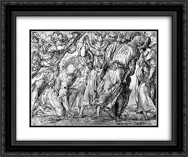 Apostles group 24x20 Black Ornate Wood Framed Art Print Poster with Double Matting by Titian