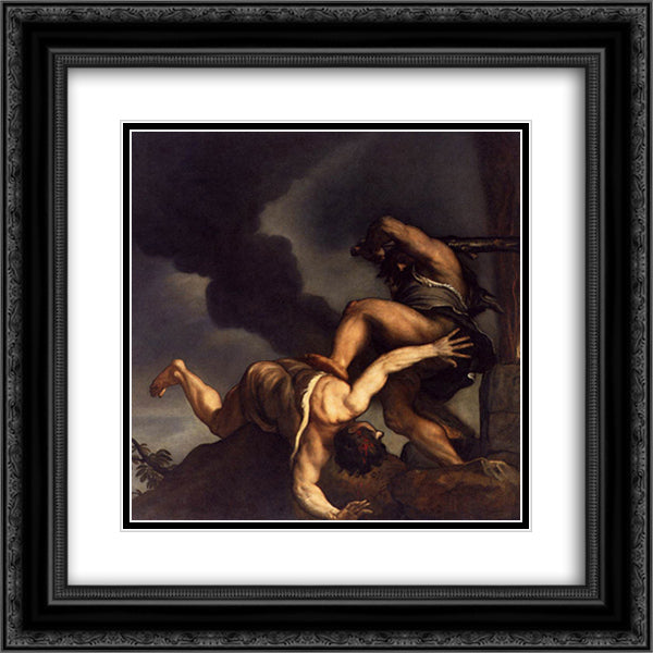 Cain and Abel 20x20 Black Ornate Wood Framed Art Print Poster with Double Matting by Titian