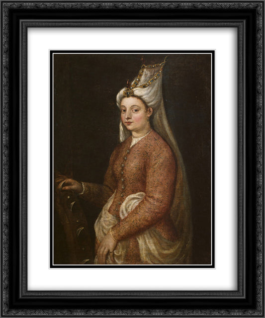 Cameria, daughter of Suleiman the Magnificent 20x24 Black Ornate Wood Framed Art Print Poster with Double Matting by Titian