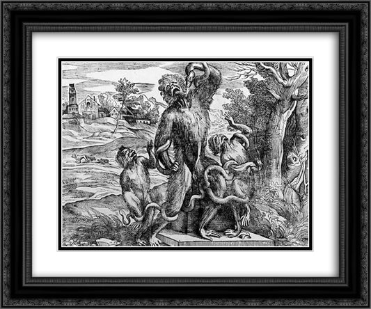 Caricature of the Laoc on group 24x20 Black Ornate Wood Framed Art Print Poster with Double Matting by Titian