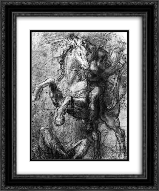 Cavalier over a fallen adversary 20x24 Black Ornate Wood Framed Art Print Poster with Double Matting by Titian