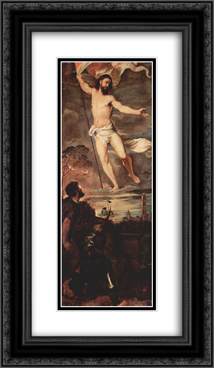 Christ 14x24 Black Ornate Wood Framed Art Print Poster with Double Matting by Titian