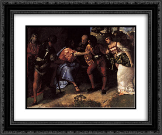 Christ and the Adulteress 24x20 Black Ornate Wood Framed Art Print Poster with Double Matting by Titian